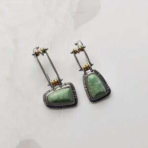 Elegant Green and Silver Dangle Earrings